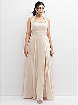Front View Thumbnail - Oat Chiffon Convertible Maxi Dress with Multi-Way Tie Straps