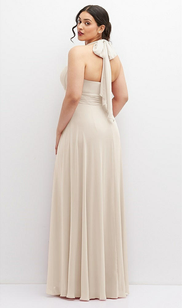 Back View - Oat Chiffon Convertible Maxi Dress with Multi-Way Tie Straps