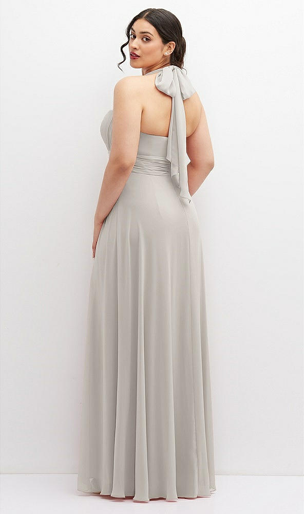 Back View - Oyster Chiffon Convertible Maxi Dress with Multi-Way Tie Straps