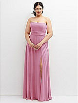 Alt View 4 Thumbnail - Powder Pink Chiffon Convertible Maxi Dress with Multi-Way Tie Straps
