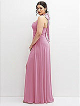 Side View Thumbnail - Powder Pink Chiffon Convertible Maxi Dress with Multi-Way Tie Straps