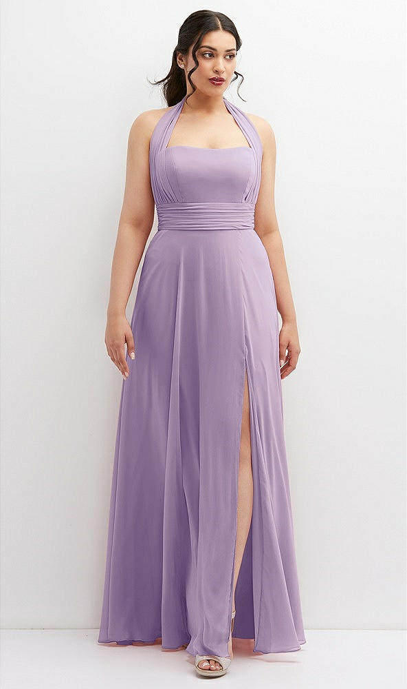 Front View - Pale Purple Chiffon Convertible Maxi Dress with Multi-Way Tie Straps