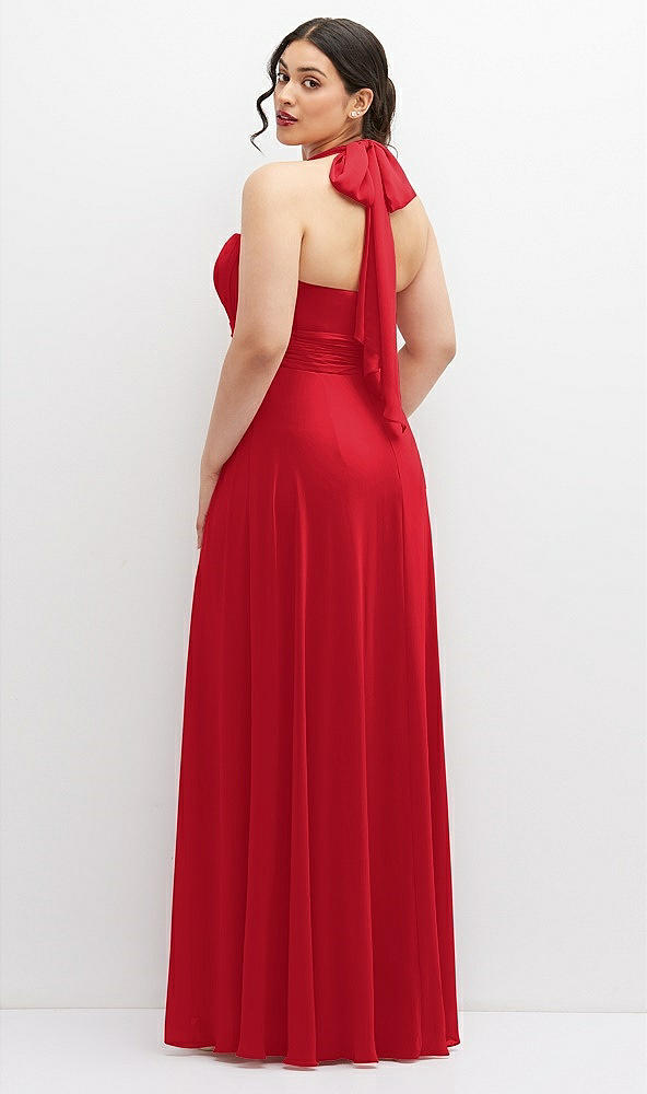 Back View - Parisian Red Chiffon Convertible Maxi Dress with Multi-Way Tie Straps