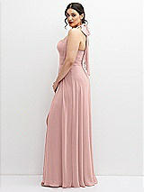 Side View Thumbnail - Rose - PANTONE Rose Quartz Chiffon Convertible Maxi Dress with Multi-Way Tie Straps