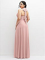 Rear View Thumbnail - Rose - PANTONE Rose Quartz Chiffon Convertible Maxi Dress with Multi-Way Tie Straps