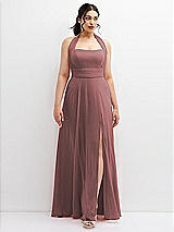 Front View Thumbnail - Rosewood Chiffon Convertible Maxi Dress with Multi-Way Tie Straps