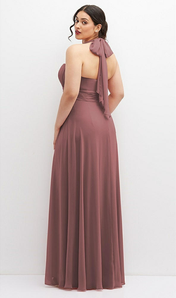 Back View - Rosewood Chiffon Convertible Maxi Dress with Multi-Way Tie Straps