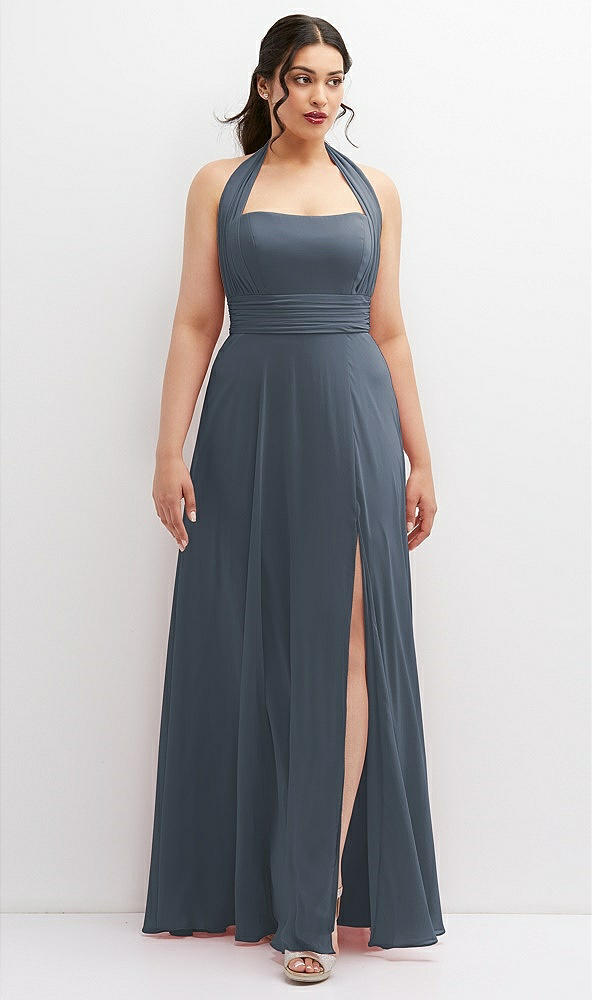 Front View - Silverstone Chiffon Convertible Maxi Dress with Multi-Way Tie Straps