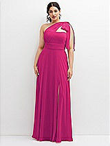 Alt View 1 Thumbnail - Think Pink Chiffon Convertible Maxi Dress with Multi-Way Tie Straps