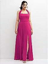 Front View Thumbnail - Think Pink Chiffon Convertible Maxi Dress with Multi-Way Tie Straps