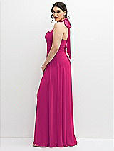 Side View Thumbnail - Think Pink Chiffon Convertible Maxi Dress with Multi-Way Tie Straps