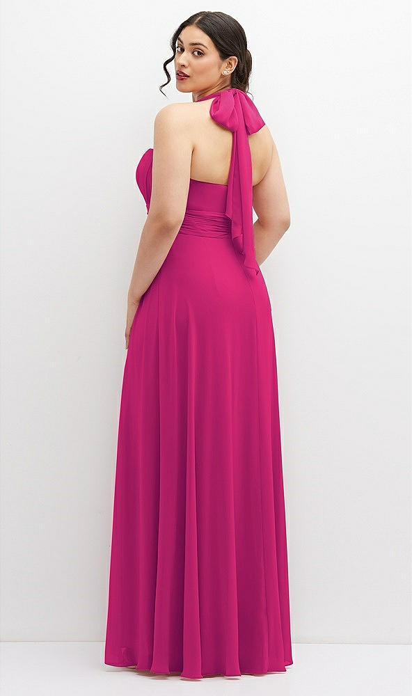 Back View - Think Pink Chiffon Convertible Maxi Dress with Multi-Way Tie Straps