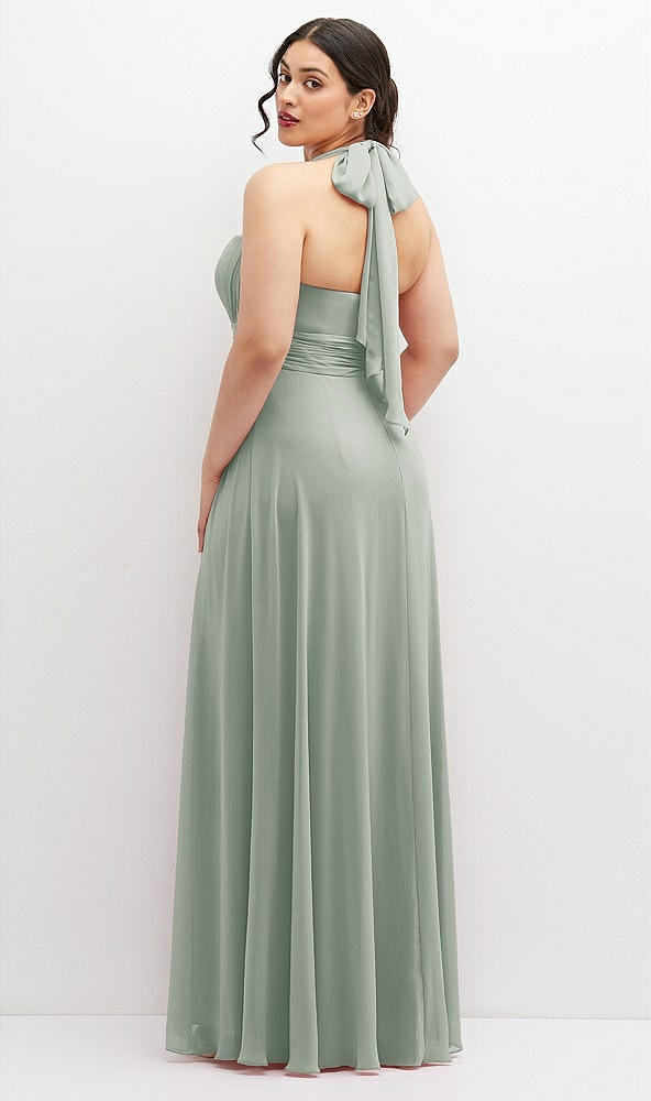 Back View - Willow Green Chiffon Convertible Maxi Dress with Multi-Way Tie Straps