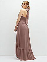 Rear View Thumbnail - Sienna Chiffon Halter High-Low Dress with Deep Ruffle Hem