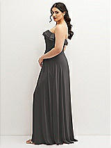 Side View Thumbnail - Caviar Gray Tiered Ruffle Neck Strapless Maxi Dress with Front Slit