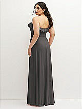 Rear View Thumbnail - Caviar Gray Tiered Ruffle Neck Strapless Maxi Dress with Front Slit