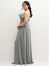 Side View Thumbnail - Chelsea Gray Tiered Ruffle Neck Strapless Maxi Dress with Front Slit