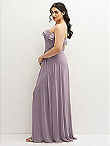 Side View Thumbnail - Lilac Dusk Tiered Ruffle Neck Strapless Maxi Dress with Front Slit
