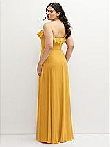 Rear View Thumbnail - NYC Yellow Tiered Ruffle Neck Strapless Maxi Dress with Front Slit
