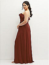 Side View Thumbnail - Auburn Moon Tiered Ruffle Neck Strapless Maxi Dress with Front Slit