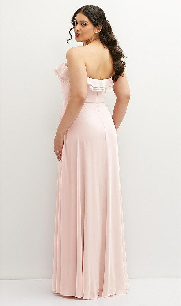 Back View - Blush Tiered Ruffle Neck Strapless Maxi Dress with Front Slit