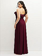Rear View Thumbnail - Cabernet Tiered Ruffle Neck Strapless Maxi Dress with Front Slit
