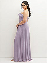 Side View Thumbnail - Lilac Haze Tiered Ruffle Neck Strapless Maxi Dress with Front Slit