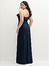 Rear View Thumbnail - Midnight Navy Tiered Ruffle Neck Strapless Maxi Dress with Front Slit