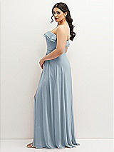 Side View Thumbnail - Mist Tiered Ruffle Neck Strapless Maxi Dress with Front Slit