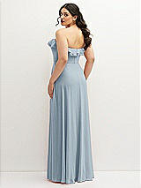 Rear View Thumbnail - Mist Tiered Ruffle Neck Strapless Maxi Dress with Front Slit