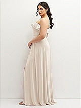 Side View Thumbnail - Oat Tiered Ruffle Neck Strapless Maxi Dress with Front Slit