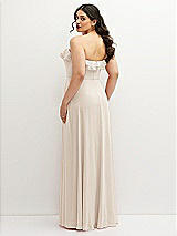 Rear View Thumbnail - Oat Tiered Ruffle Neck Strapless Maxi Dress with Front Slit