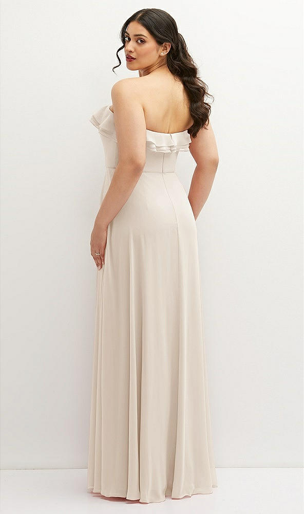 Back View - Oat Tiered Ruffle Neck Strapless Maxi Dress with Front Slit