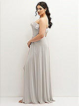 Side View Thumbnail - Oyster Tiered Ruffle Neck Strapless Maxi Dress with Front Slit