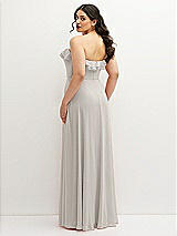 Rear View Thumbnail - Oyster Tiered Ruffle Neck Strapless Maxi Dress with Front Slit
