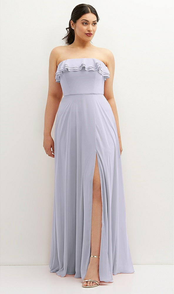 Front View - Silver Dove Tiered Ruffle Neck Strapless Maxi Dress with Front Slit