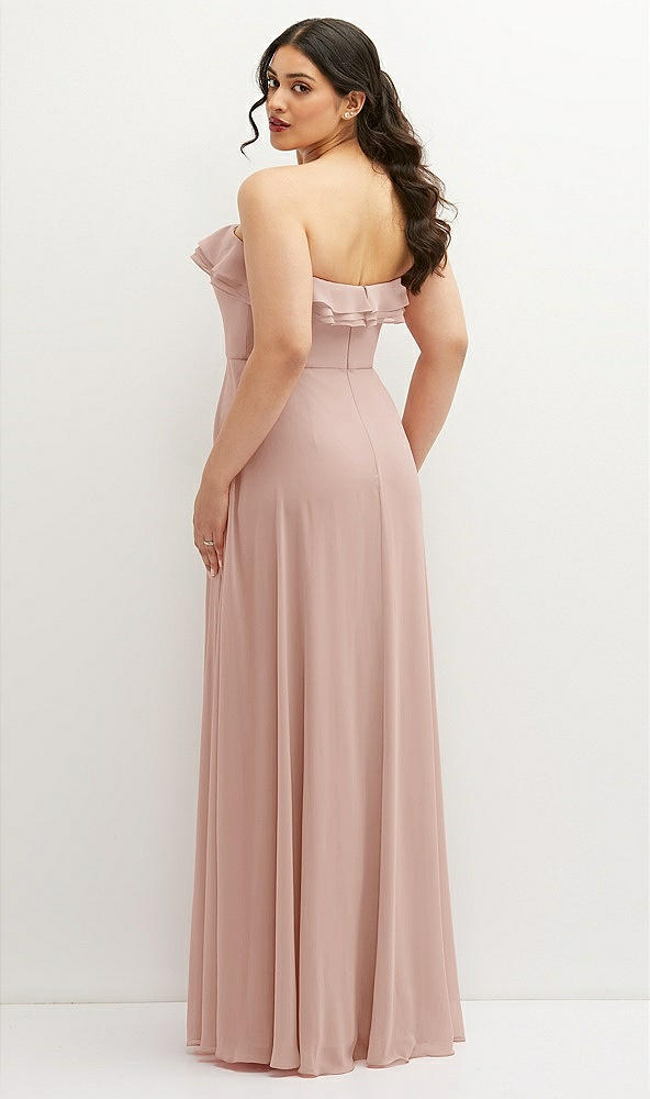 Back View - Toasted Sugar Tiered Ruffle Neck Strapless Maxi Dress with Front Slit