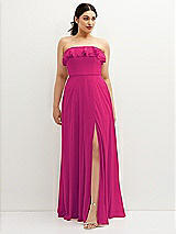 Front View Thumbnail - Think Pink Tiered Ruffle Neck Strapless Maxi Dress with Front Slit