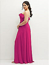 Side View Thumbnail - Think Pink Tiered Ruffle Neck Strapless Maxi Dress with Front Slit
