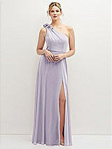 Front View Thumbnail - Moondance Handworked Flower Trimmed One-Shoulder Chiffon Maxi Dress