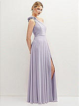 Side View Thumbnail - Moondance Handworked Flower Trimmed One-Shoulder Chiffon Maxi Dress