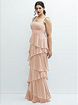 Side View Thumbnail - Cameo Asymmetrical Tiered Ruffle Chiffon Maxi Dress with Square Neckline