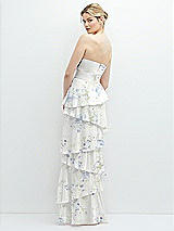 Rear View Thumbnail - Bleu Garden Strapless Asymmetrical Tiered Ruffle Chiffon Maxi Dress