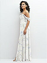 Side View Thumbnail - Bleu Garden Chiffon Corset Maxi Dress with Removable Off-the-Shoulder Swags
