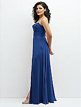 Alt View 2 Thumbnail - Classic Blue Chiffon Corset Maxi Dress with Removable Off-the-Shoulder Swags