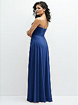Alt View 3 Thumbnail - Classic Blue Chiffon Corset Maxi Dress with Removable Off-the-Shoulder Swags