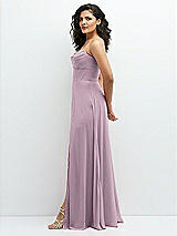 Alt View 2 Thumbnail - Suede Rose Chiffon Corset Maxi Dress with Removable Off-the-Shoulder Swags