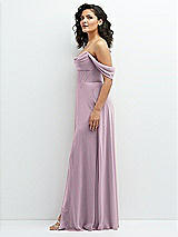 Side View Thumbnail - Suede Rose Chiffon Corset Maxi Dress with Removable Off-the-Shoulder Swags