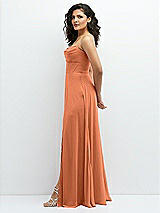 Alt View 2 Thumbnail - Sweet Melon Chiffon Corset Maxi Dress with Removable Off-the-Shoulder Swags