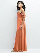 Side View Thumbnail - Sweet Melon Chiffon Corset Maxi Dress with Removable Off-the-Shoulder Swags
